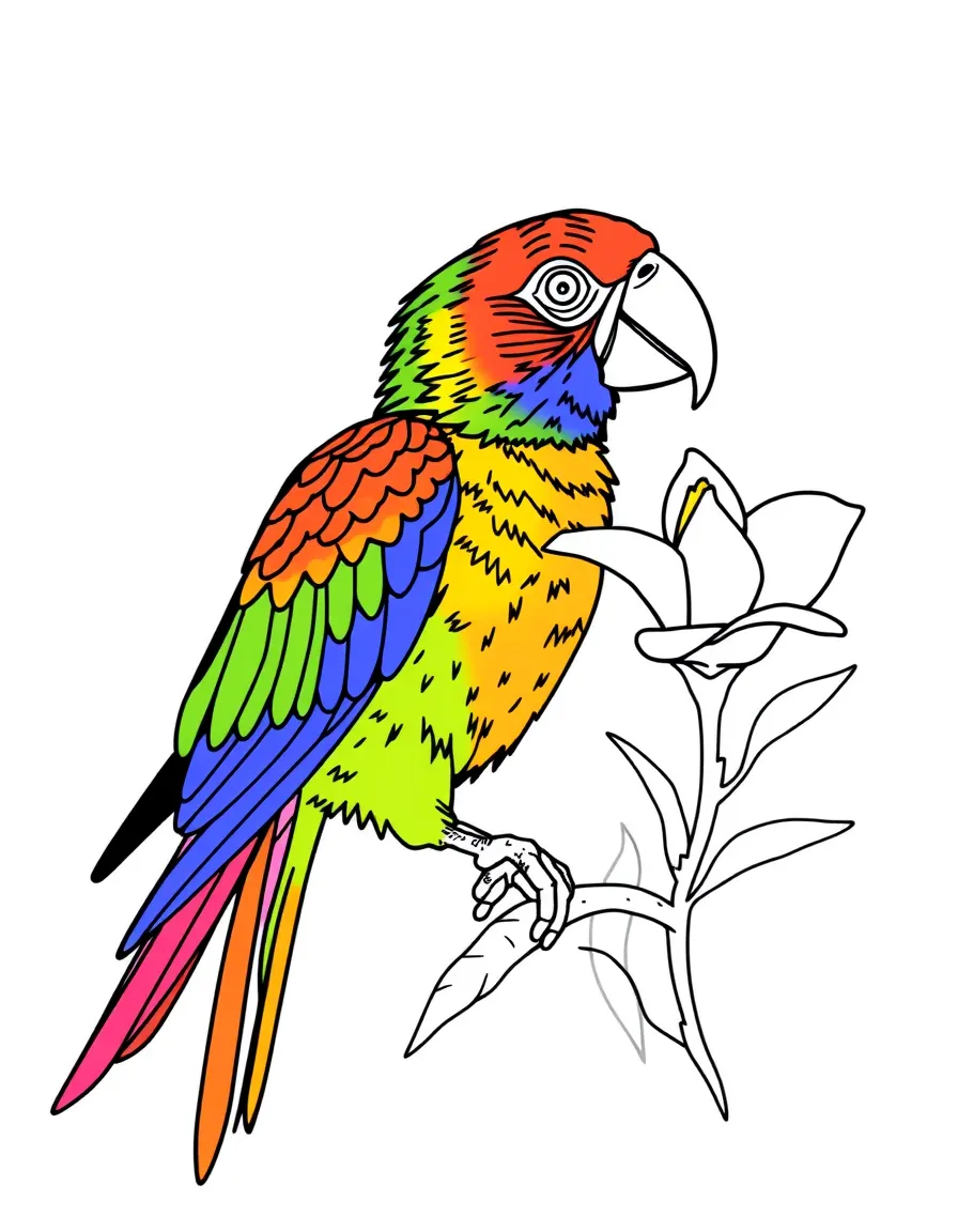 (Australia) A colorful rainbow lorikeet (parrot) sipping nectar from a flower.