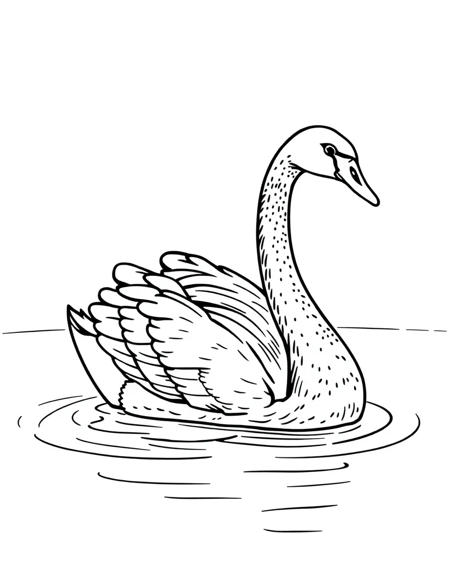 (Australia) A graceful black swan gliding on a lake.