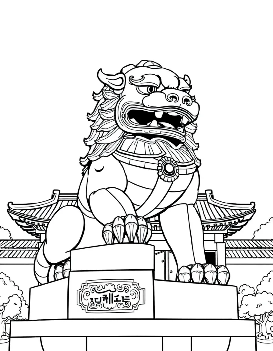 (South Korea) A fierce haetae (mythical lion-like creature) statue guarding the palace gates in Seoul.