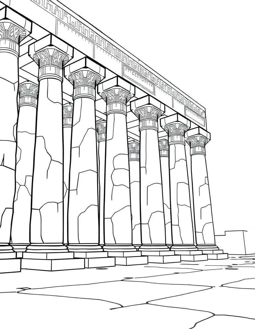 (Egypt) The grand columns of Karnak Temple, covered in ancient hieroglyphics.