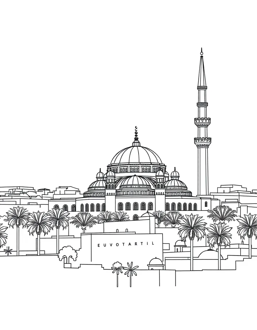 (Egypt) The skyline of Cairo with the grand Mosque of Muhammad Ali and its two tall minarets.