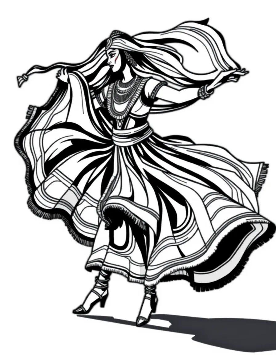 (Egypt) A whirling Tanoura dancer spinning with a huge multicolored skirt.
