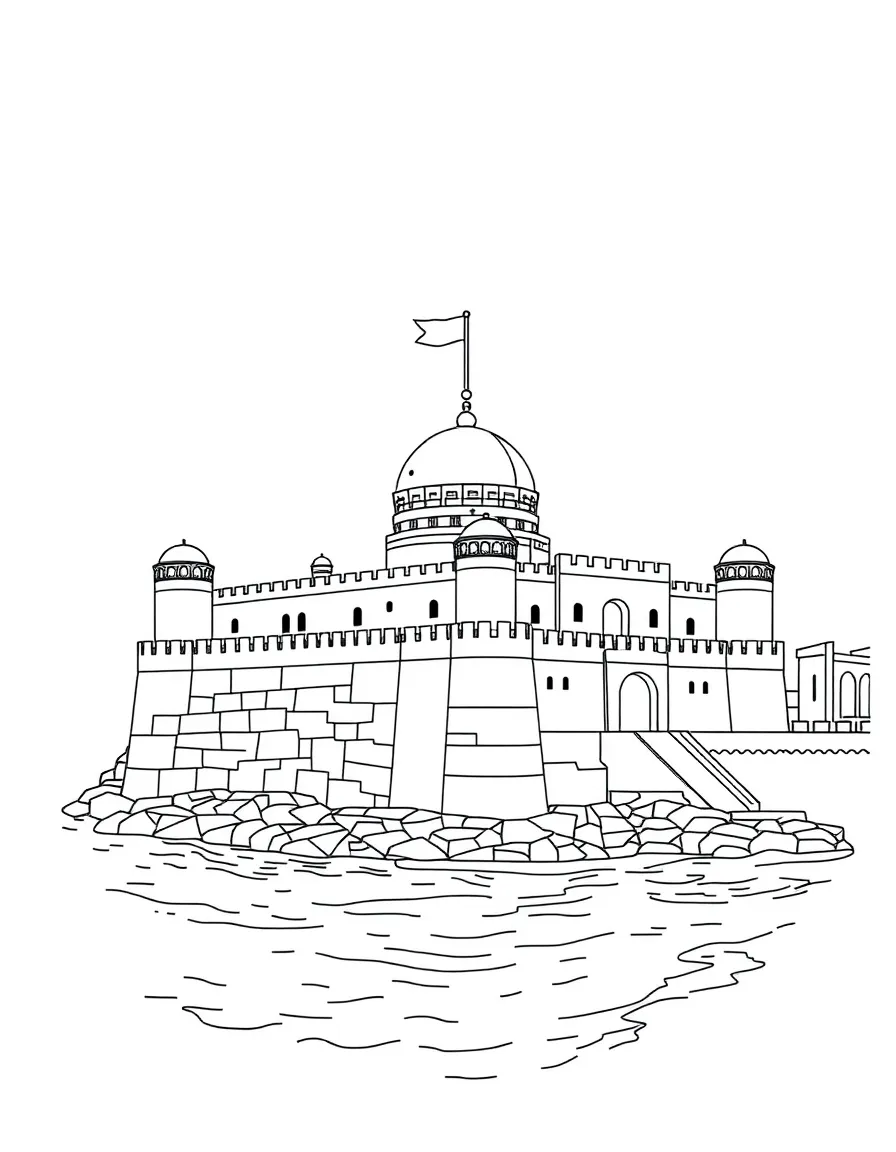 (Egypt) The Citadel of Qaitbay (a medieval seaside fortress) by the blue Mediterranean Sea in Alexandria.
