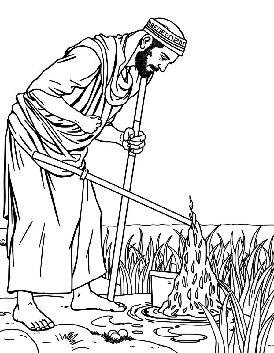 (Egypt) A farmer using a shaduf (hand-operated lever) to lift water from the Nile for irrigation.