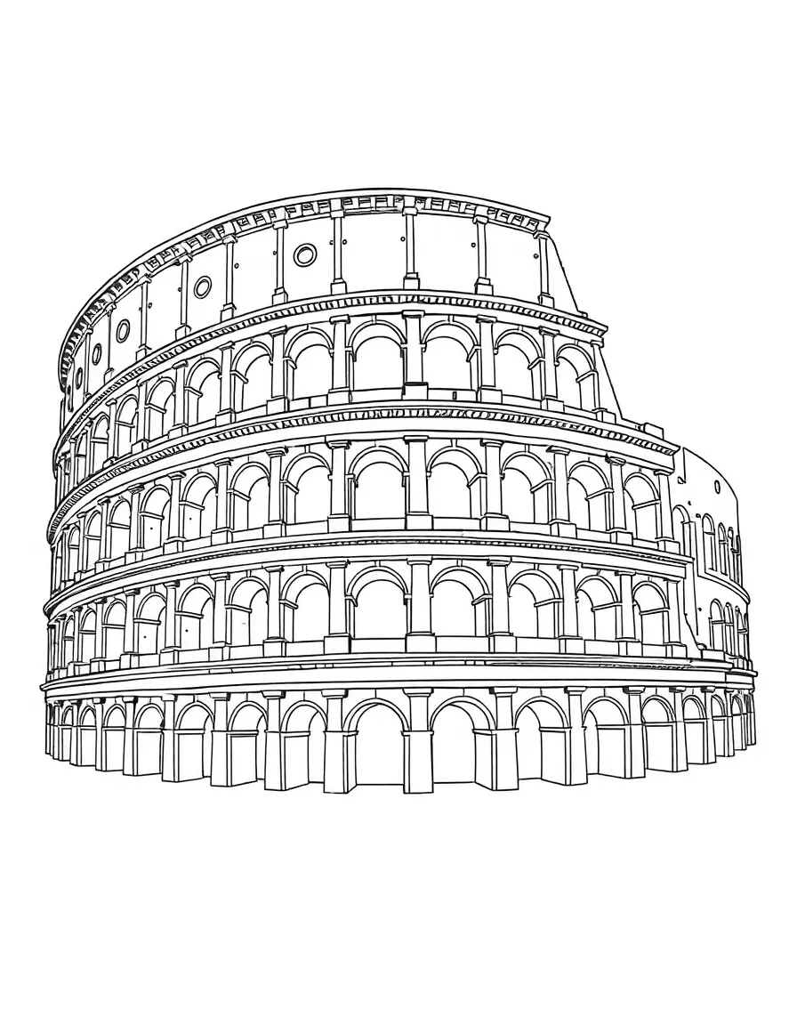 (Italy) The Colosseum in Rome, a giant ancient arena with arches and broken walls.