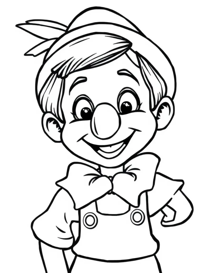 (Italy) Pinocchio, the wooden puppet, with a long nose and a big friendly smile.