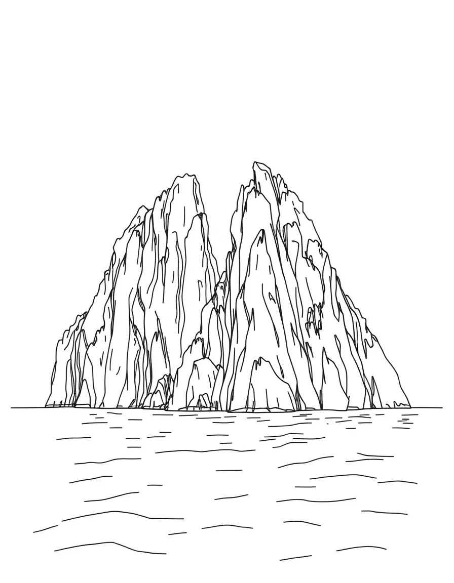 (Italy) The towering Faraglioni rock formations rising out of the blue sea near the island of Capri.