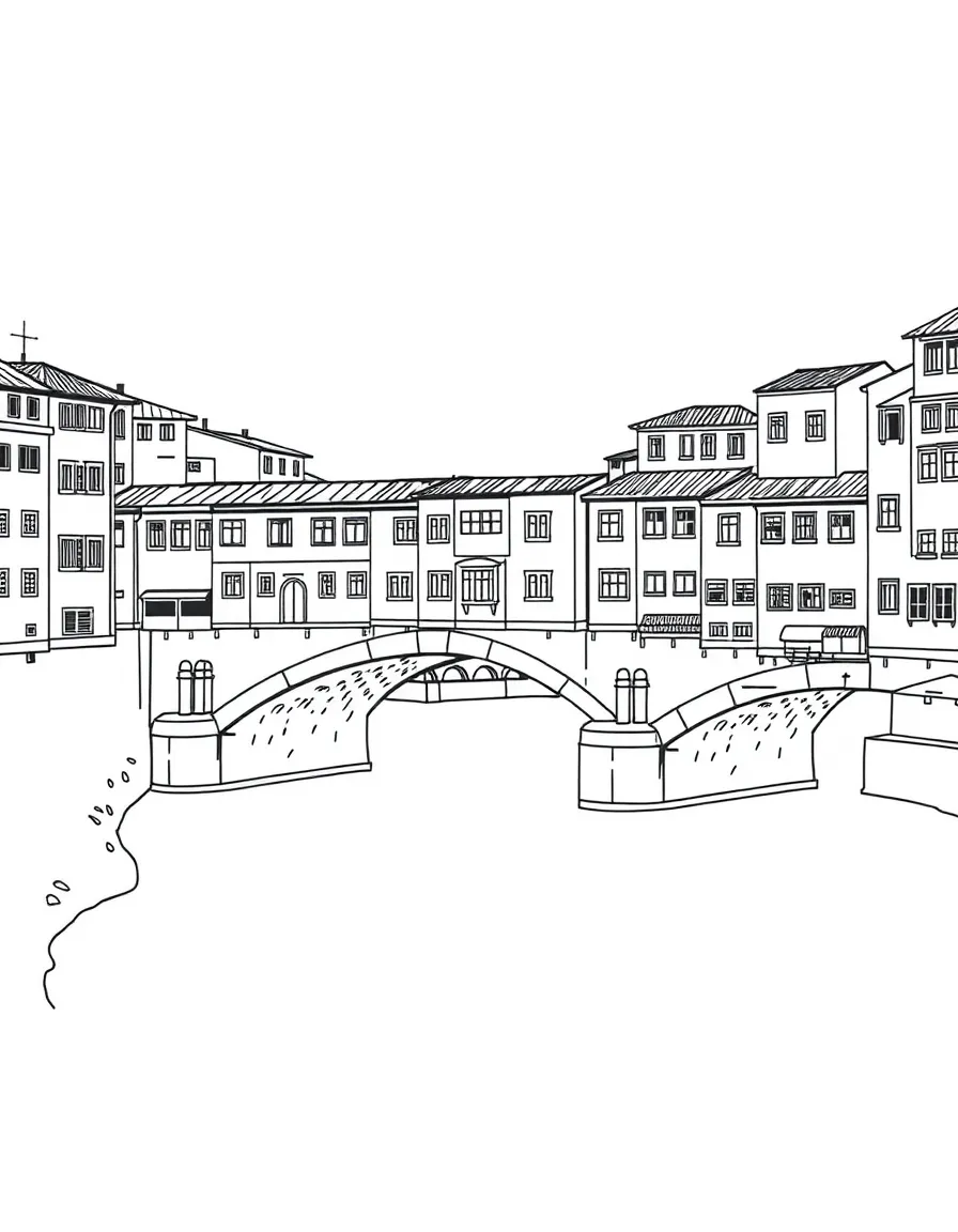 (Italy) The Ponte Vecchio in Florence, an old bridge lined with shops over the Arno River.