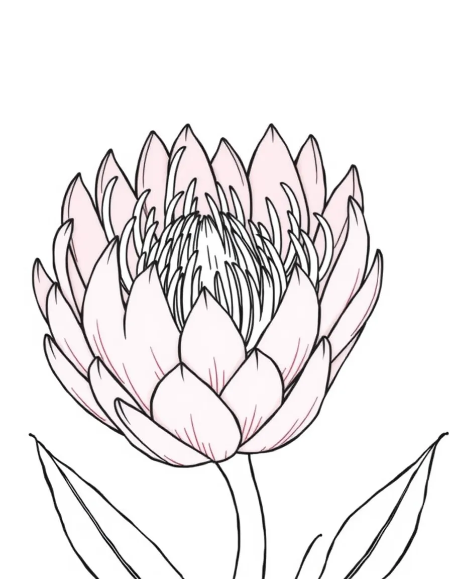 (South Africa) A large pink king protea flower in bloom, the national flower of South Africa.
