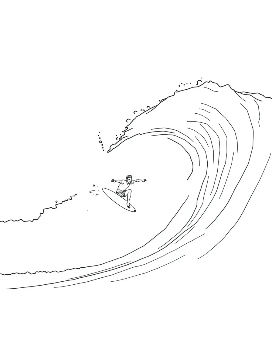 (South Africa) A surfer riding a big wave at a famous beach in South Africa.