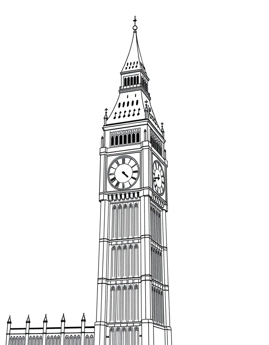 (United Kingdom) Big Ben clock tower in London (Elizabeth Tower) with its big clock face