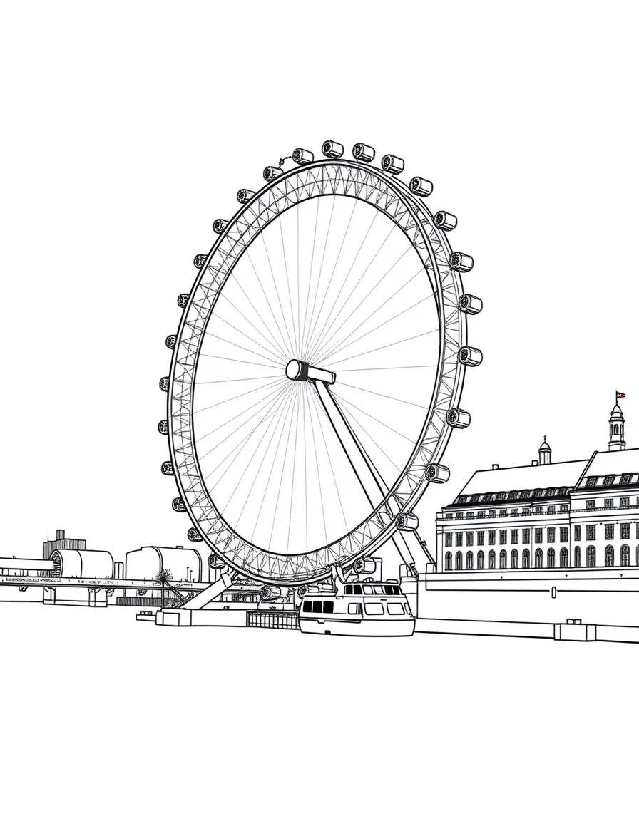 (United Kingdom) The London Eye Ferris wheel on the Thames riverbank
