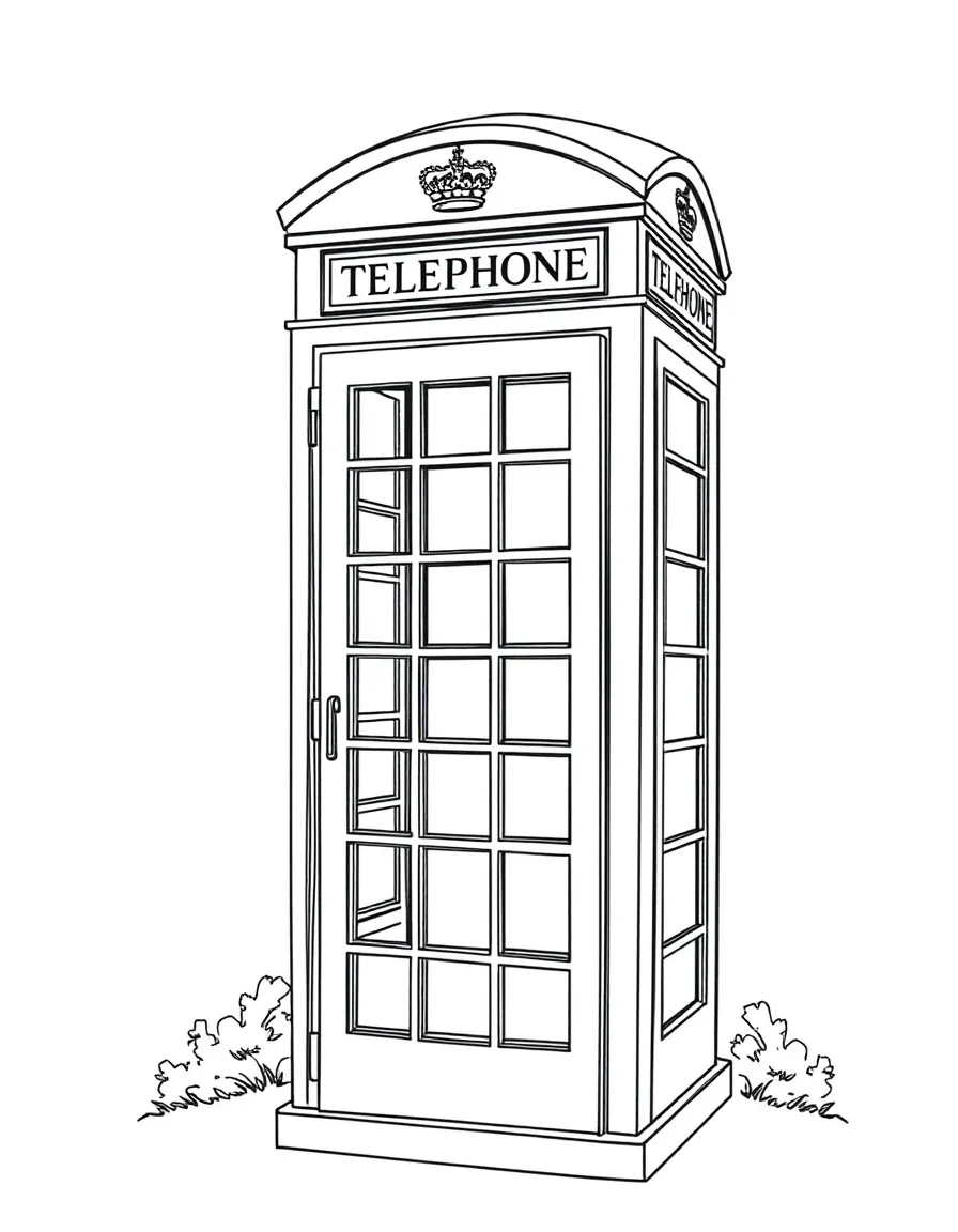 (United Kingdom) A red British telephone booth (phone box)