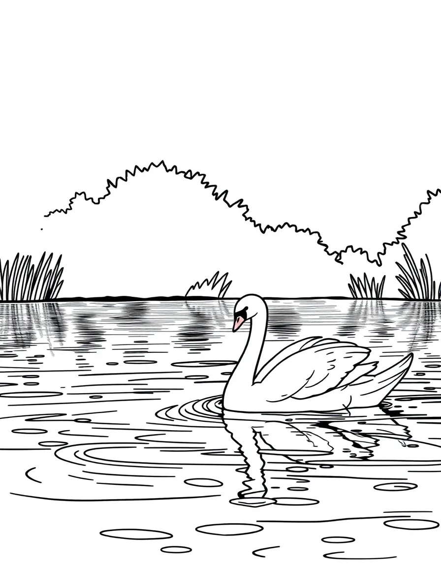 (United Kingdom) A swan gliding on a lake (Queen’s swans)