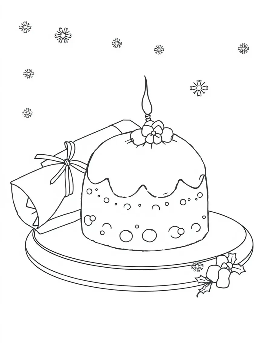 (United Kingdom) A Christmas cracker and pudding (British holiday treats)