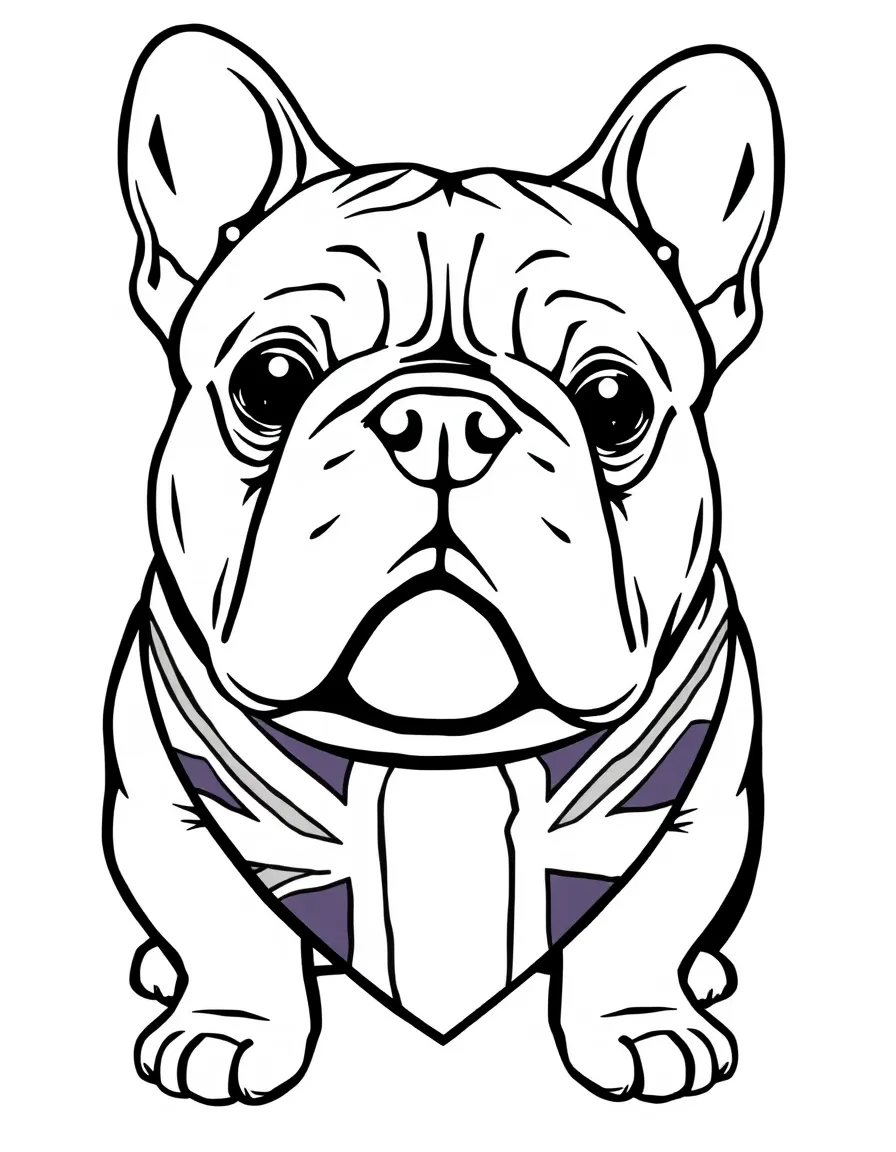 (United Kingdom) A friendly British bulldog wearing a UK flag bandana