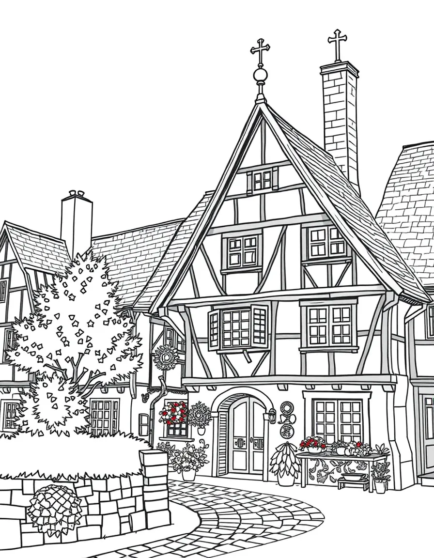 (Germany) A medieval half-timbered house in a German village