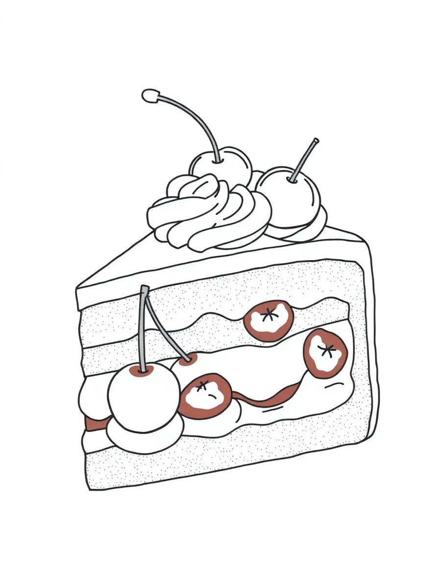 (Germany) A slice of Black Forest cake with cherries and cream