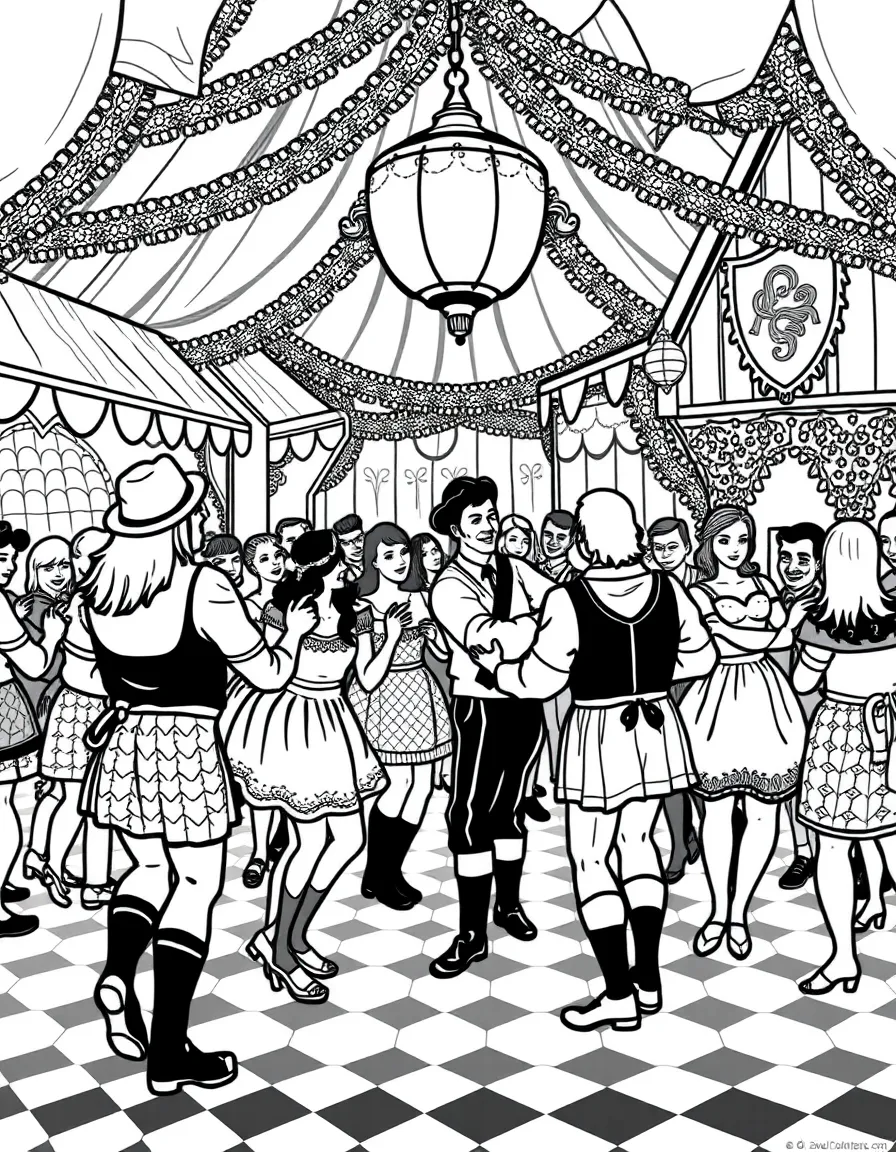 (Germany) An Oktoberfest scene with people dancing and music