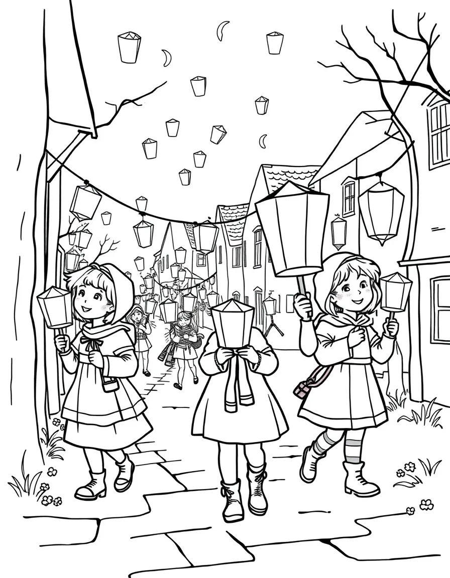 (Germany) Children carrying paper lanterns for St. Martin’s Day