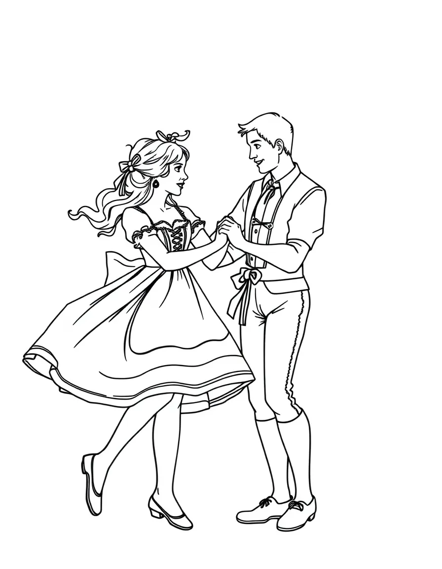 (Germany) A couple performing a traditional German folk dance in costume