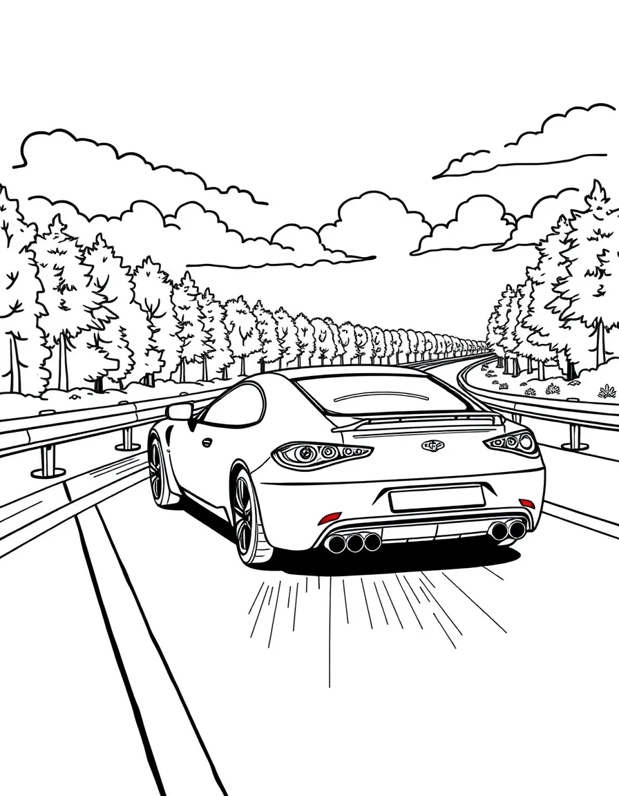 (Germany) A speedy German car driving on the Autobahn highway