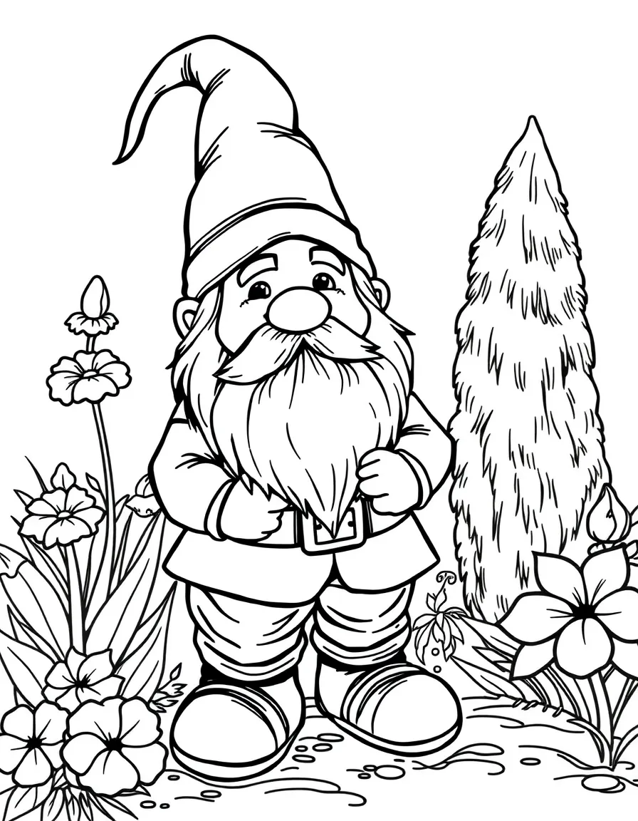 (Germany) A garden gnome in a garden (the garden gnome tradition began in Germany)