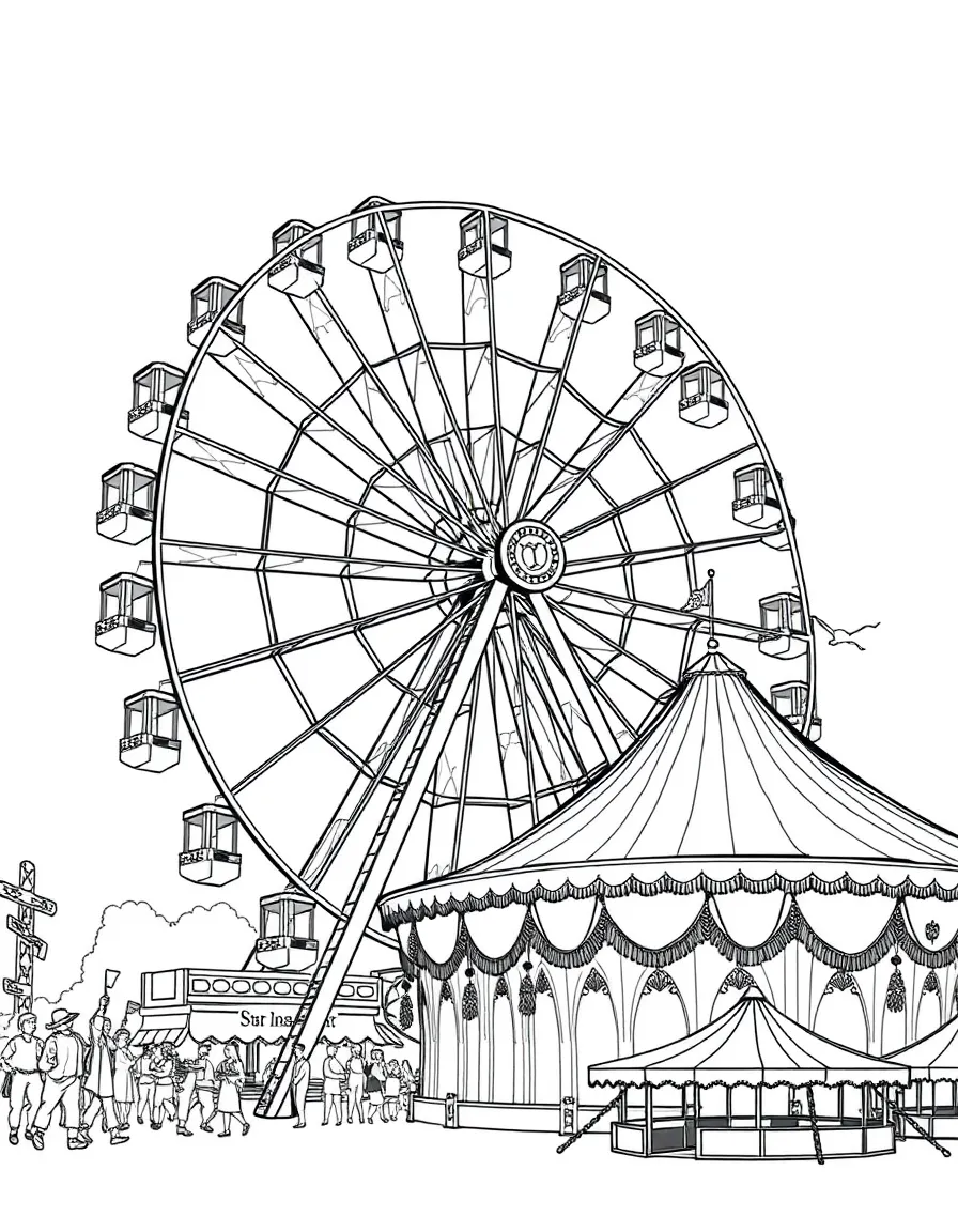 (Germany) A giant Oktoberfest Ferris wheel and festival tent