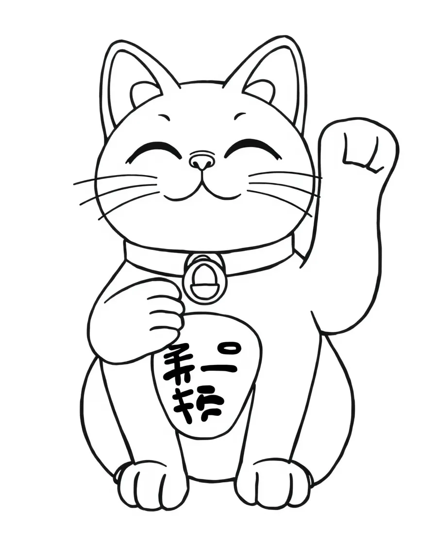 (Japan) A maneki-neko, the lucky beckoning cat statue