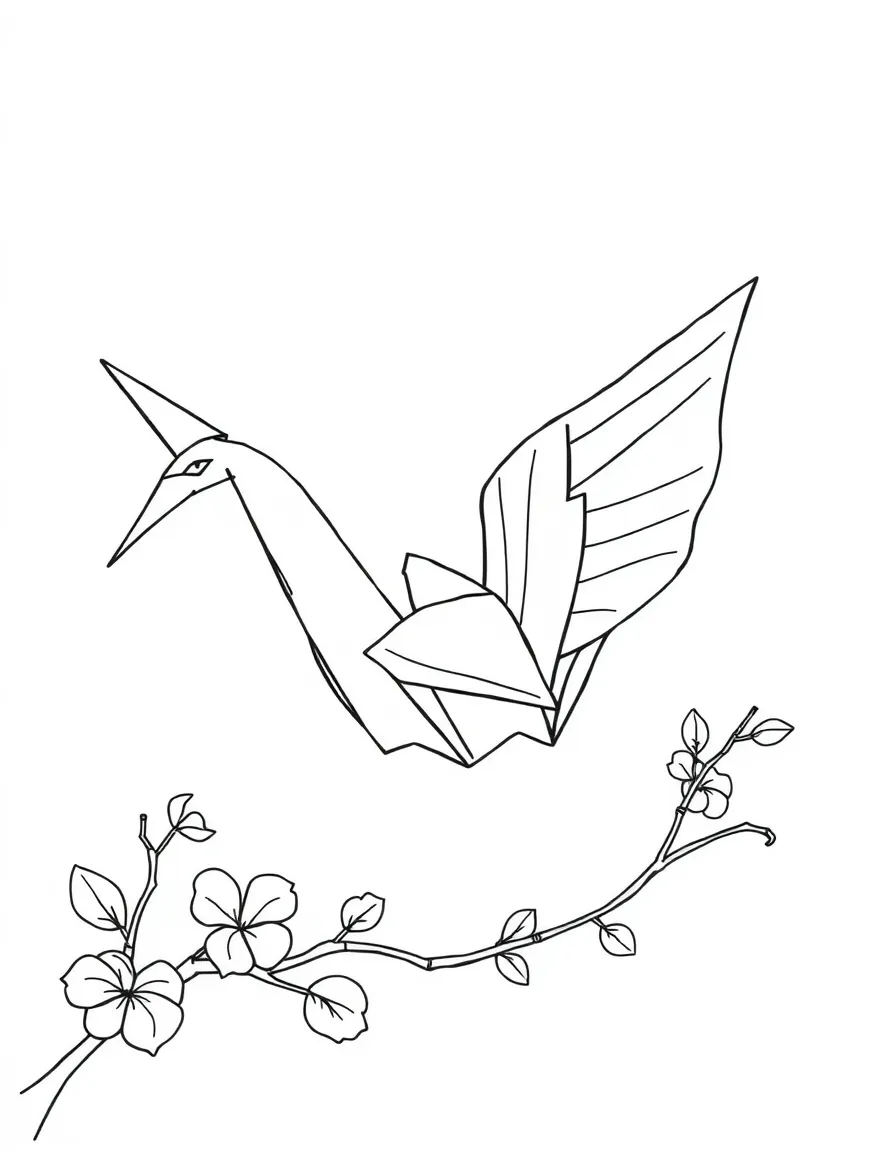 (Japan) An origami crane (paper folded crane bird)