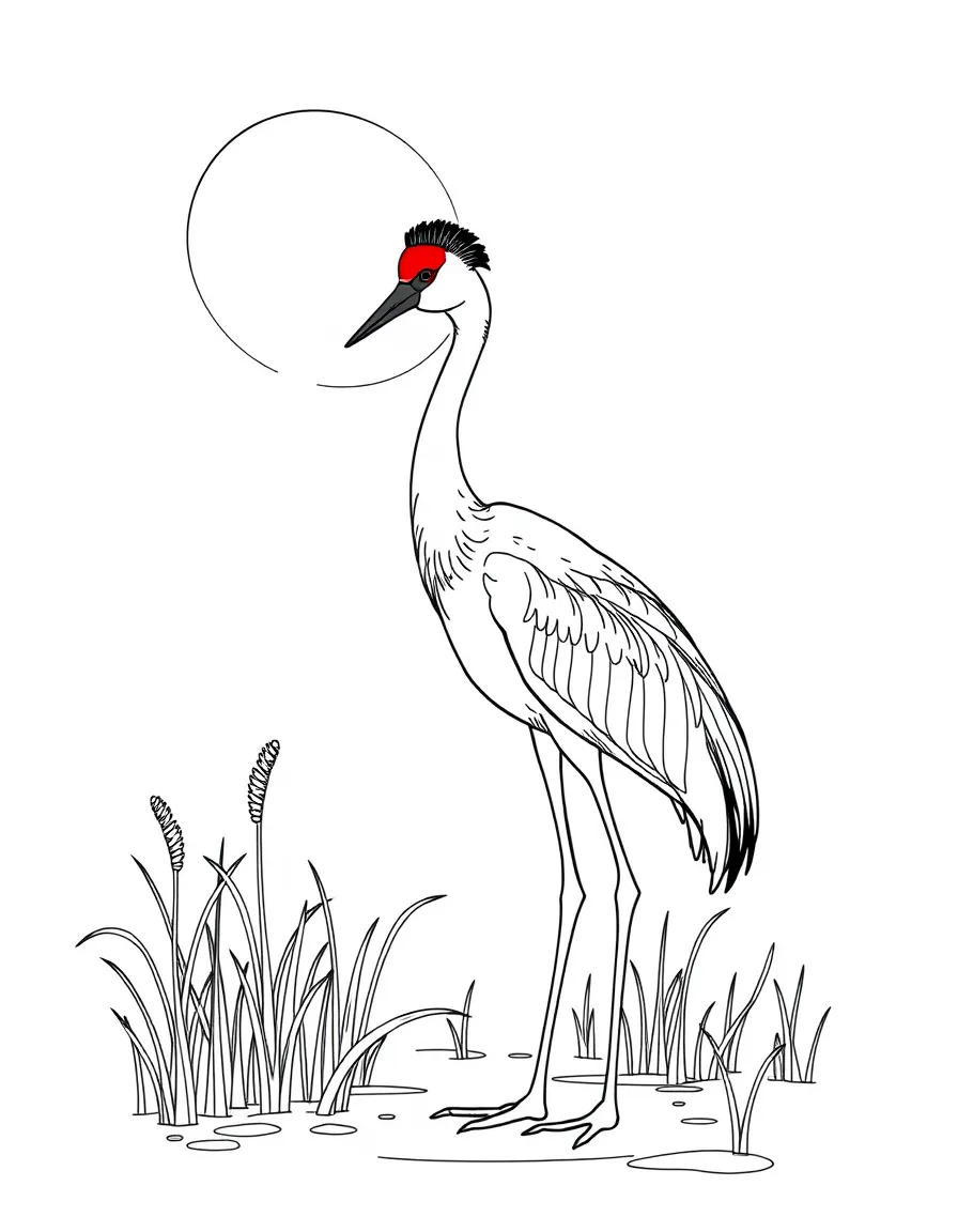 (Japan) A crane (red-crowned crane) standing in a marsh