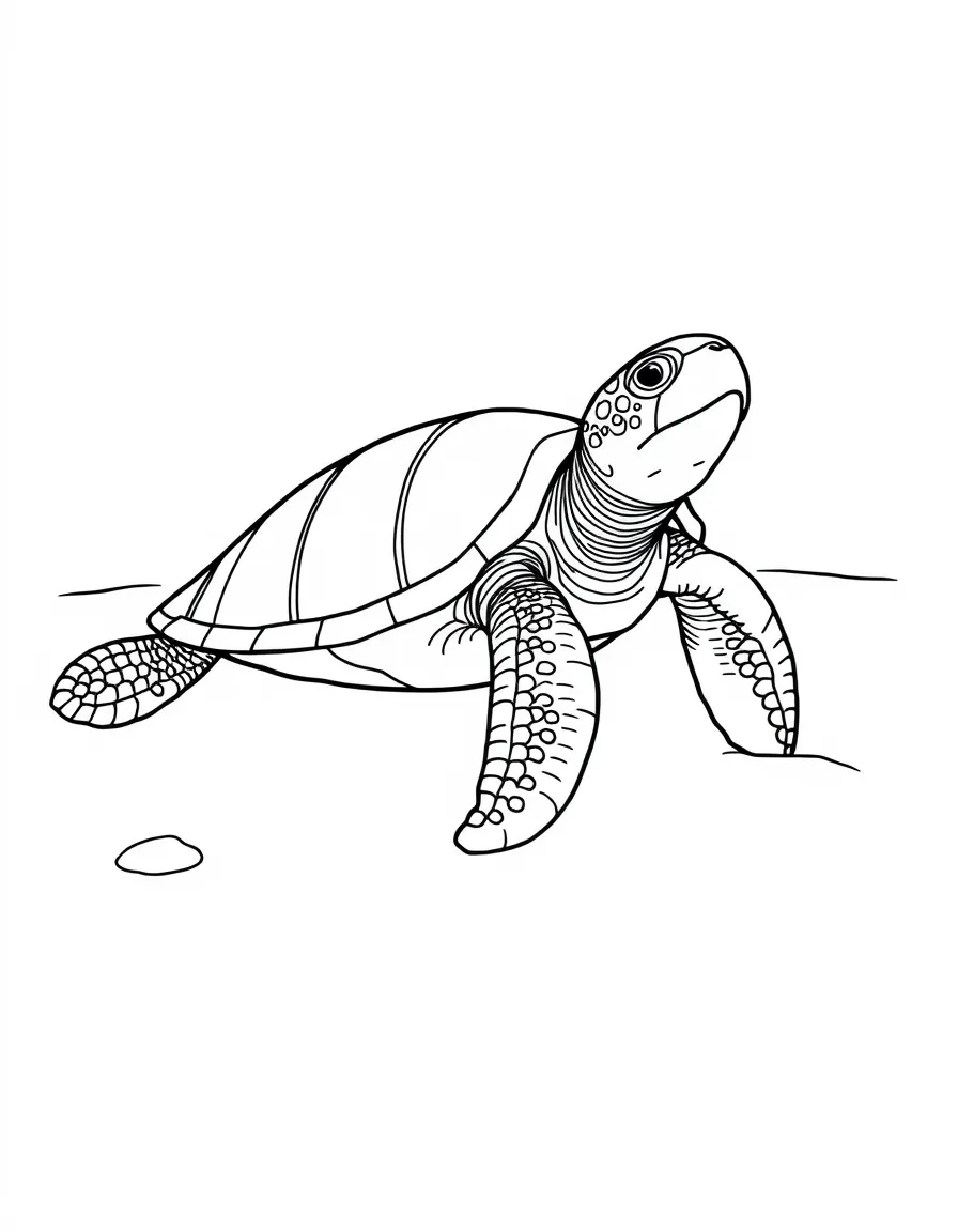 (Japan) A sea turtle on a beach of Okinawa (sea life)