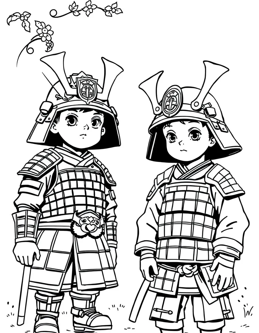 (Japan) Boys wearing samurai armor costumes for Children’s Day celebration