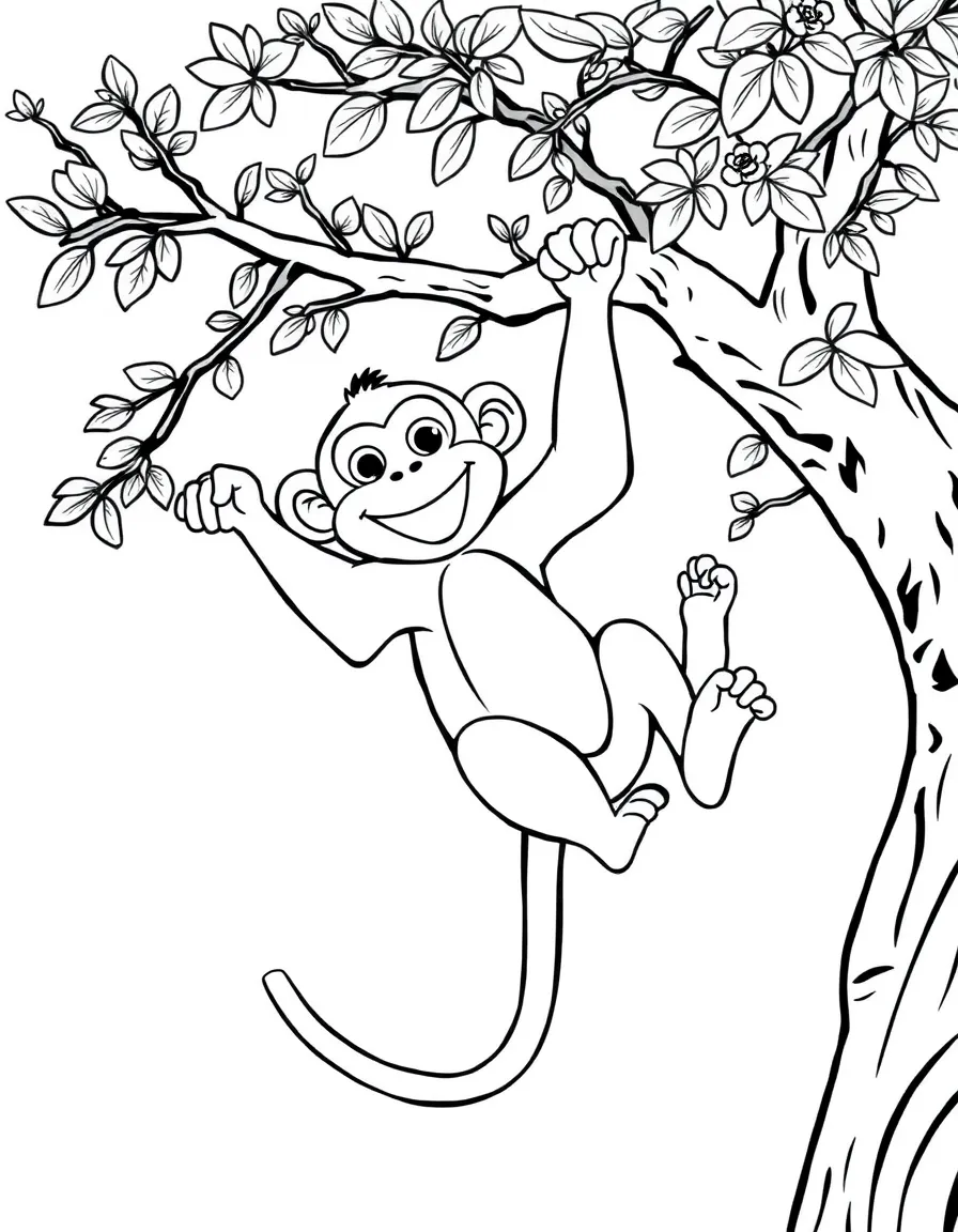 (China) A playful monkey swinging from a tree (Year of the Monkey symbol)