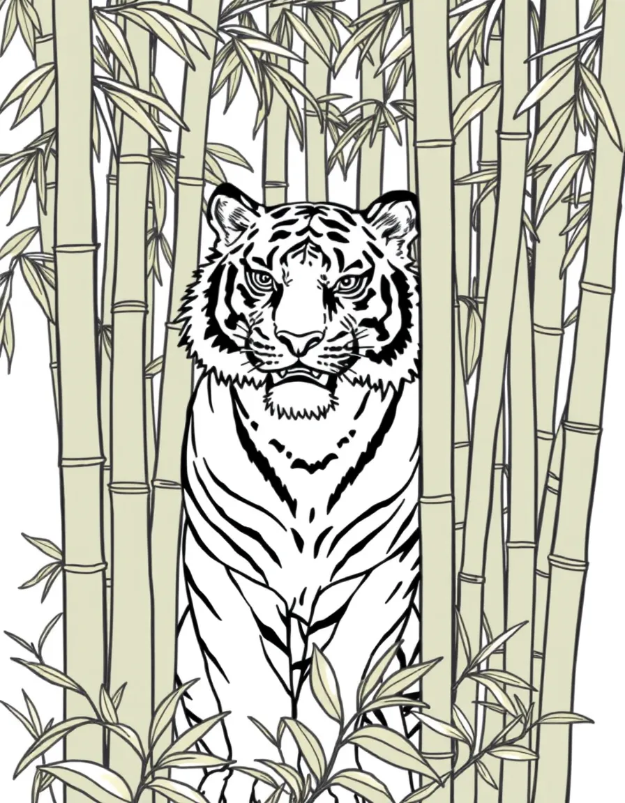 (China) A tiger in a bamboo forest (one of the Chinese zodiac animals)