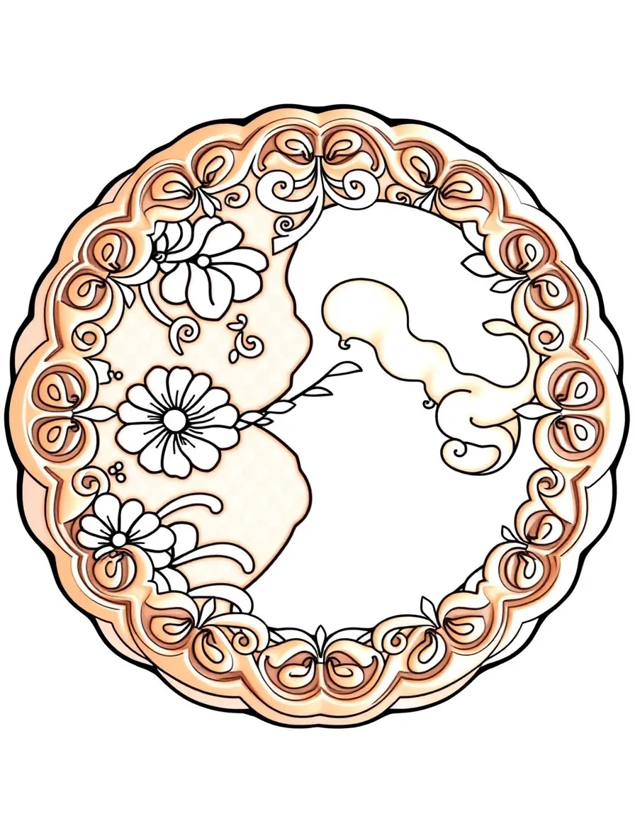 (China) A mooncake with an intricate design (Mid-Autumn Festival cake)