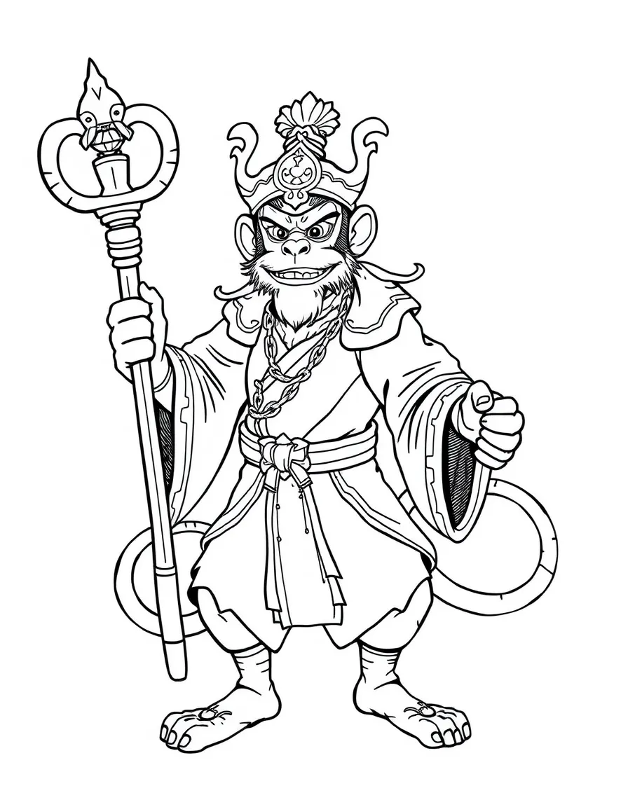 (China) Sun Wukong, the Monkey King from Chinese legend, holding his magic staff