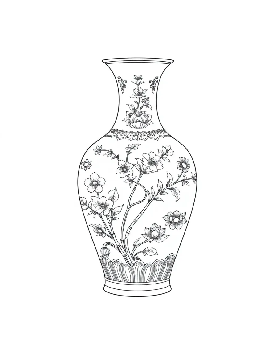 (China) A delicate blue-and-white porcelain vase (Ming dynasty style)
