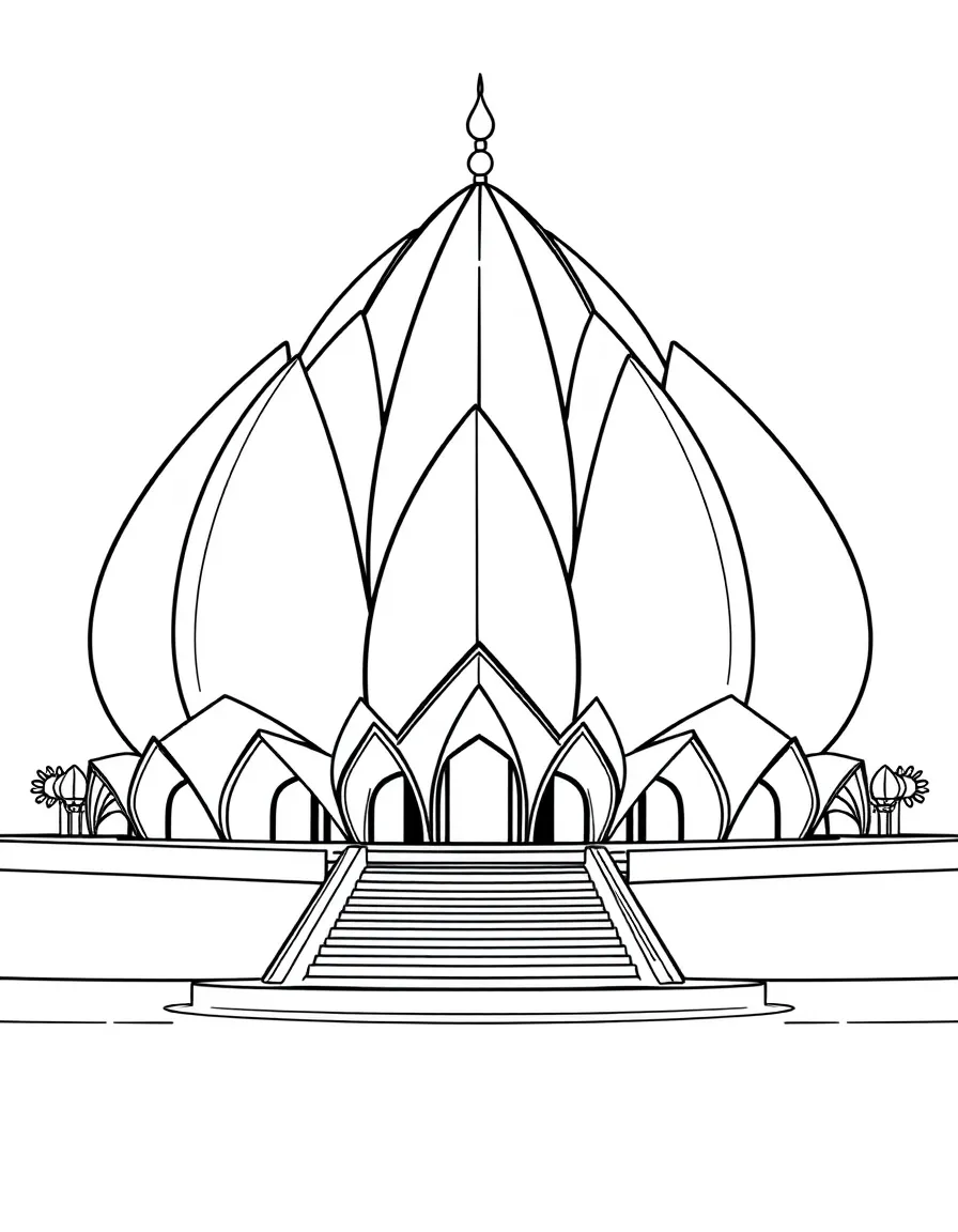 (India) The Lotus Temple in Delhi with its flower-like shape