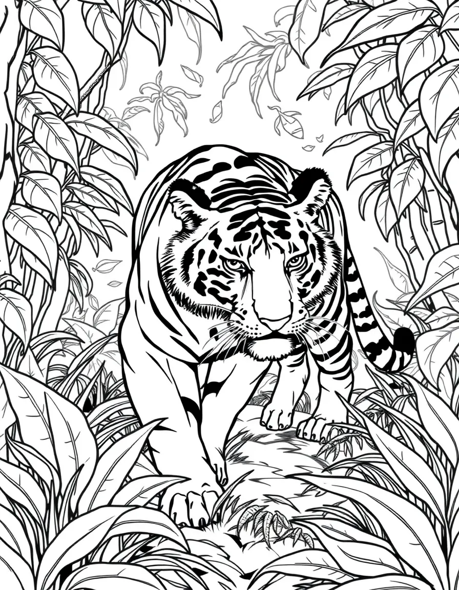 (India) A Bengal tiger prowling in the jungle