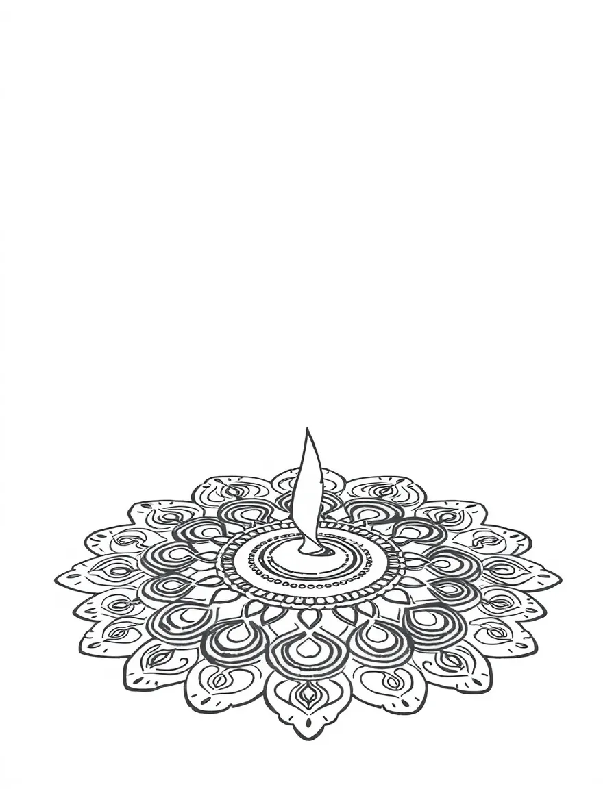 (India) A rangoli pattern of colorful designs on the floor for a festival