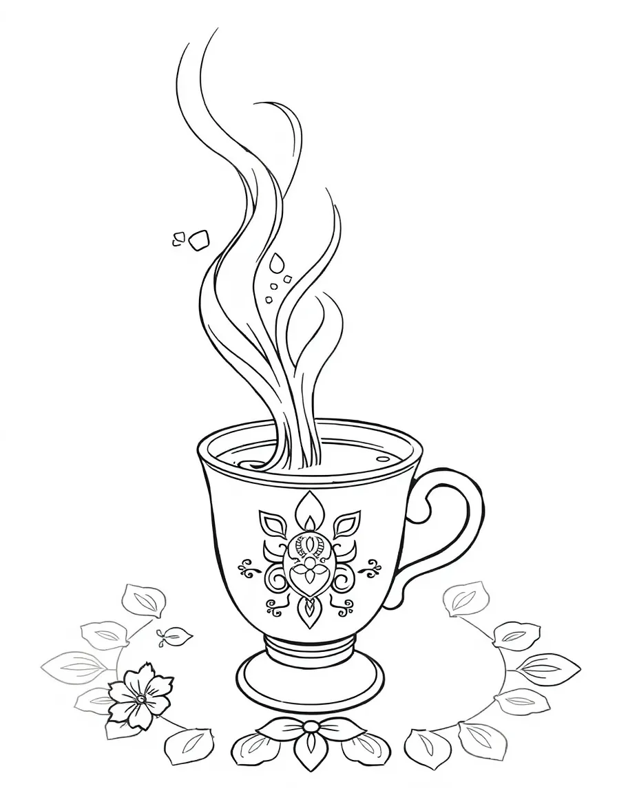 (India) A cup of hot chai tea with steam rising