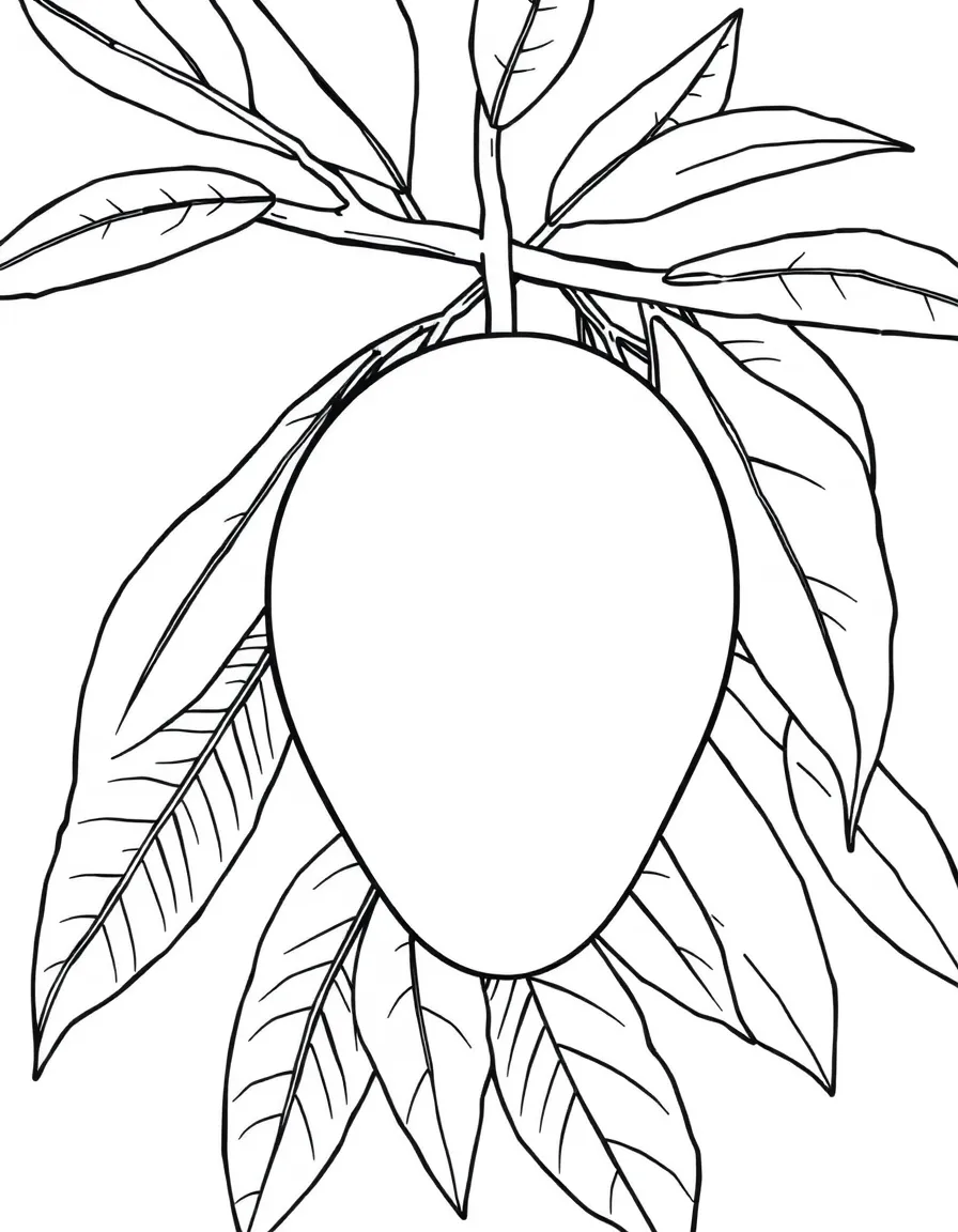 (India) A mango, the national fruit of India, on a tree branch