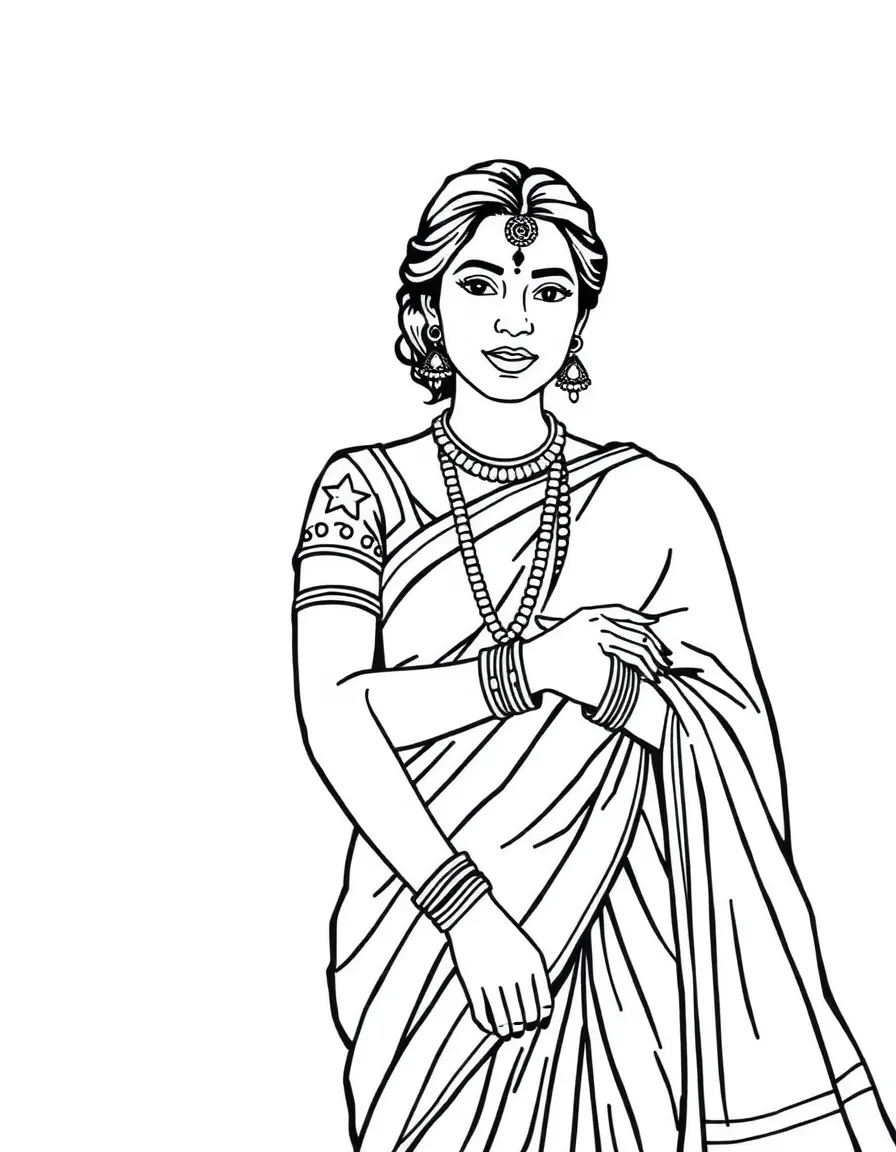 (India) A woman wearing a bright saree and bangles