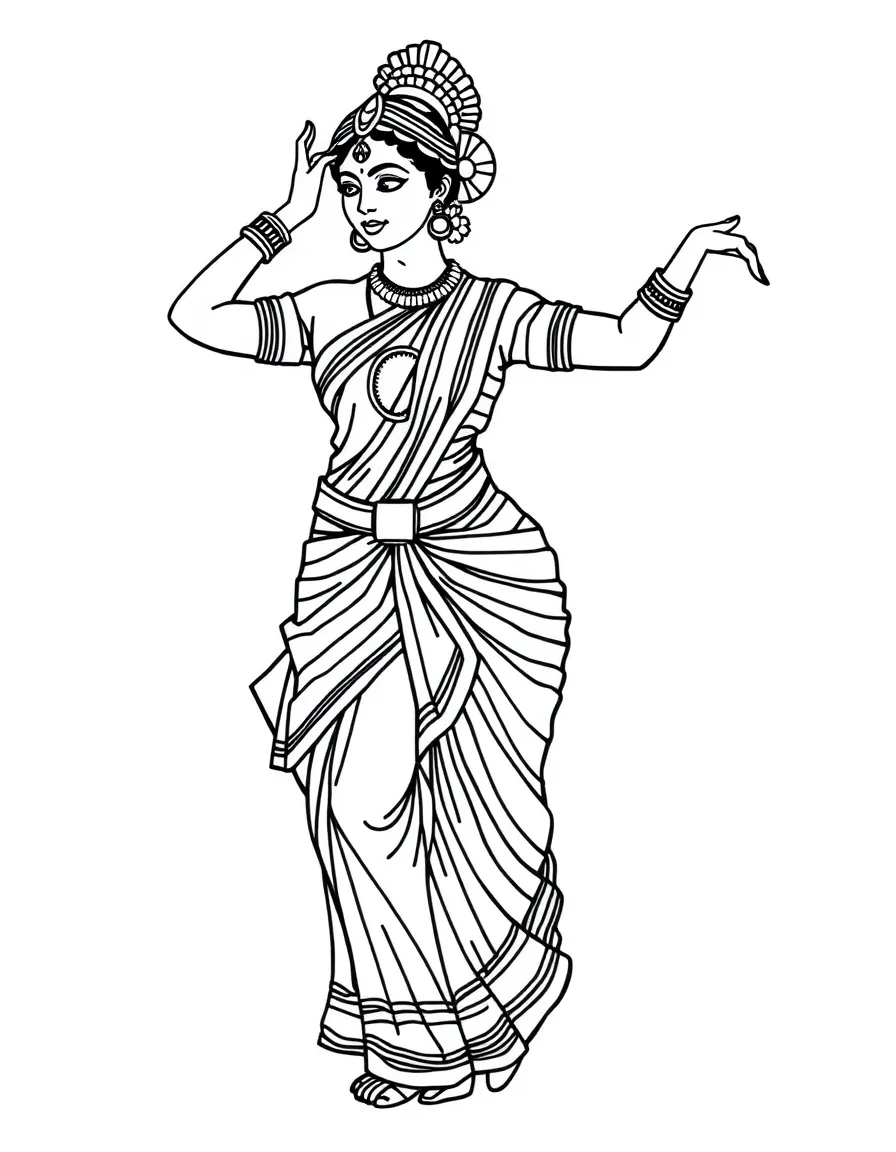 (India) A classical Indian dancer in a Bharatanatyam pose