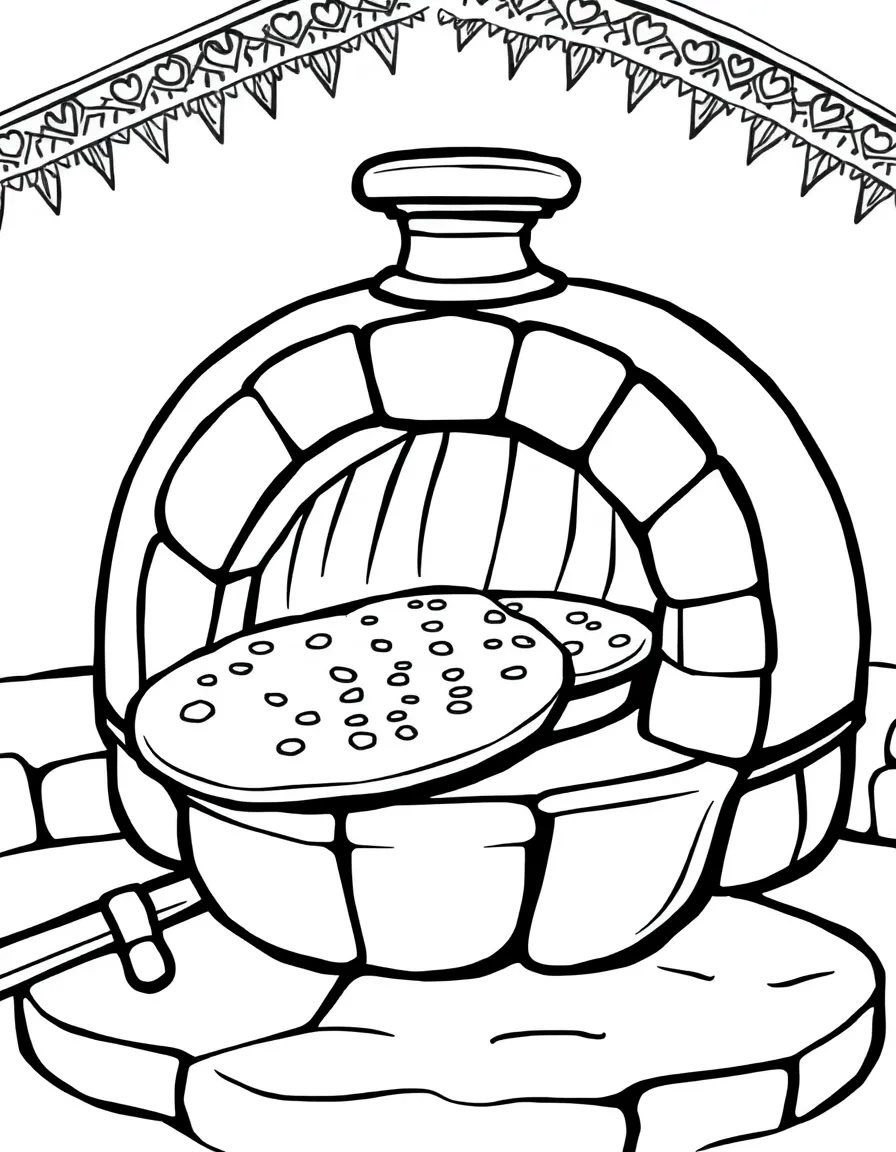 (India) A tandoor clay oven with naan breads baking on its side