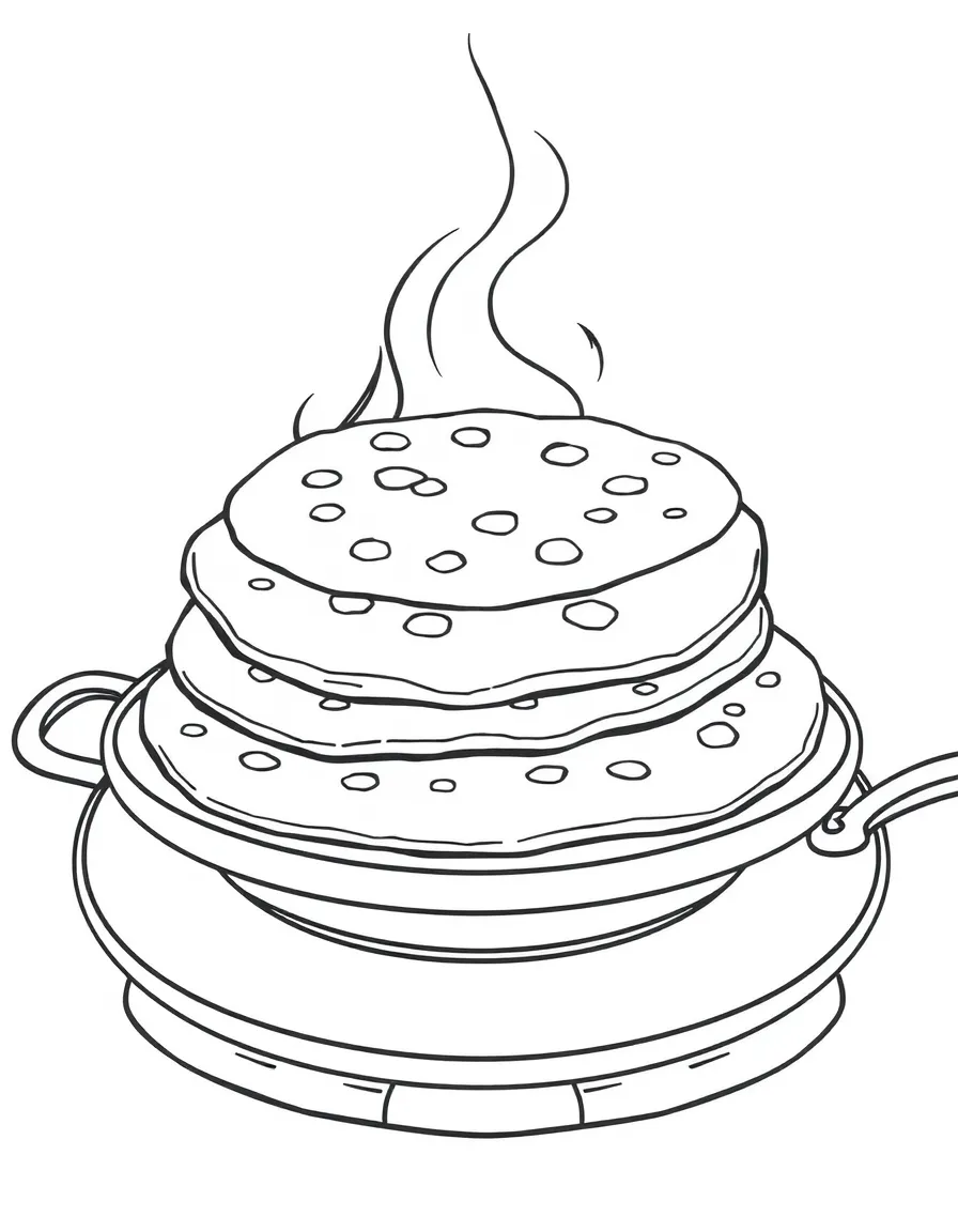 (India) A stack of chapati flatbreads being cooked on a tava (griddle)