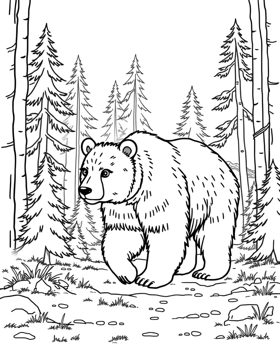 (Finland) A brown bear, Finland’s national animal, roaming through a forest.