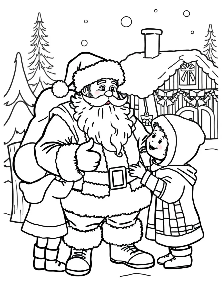 (Finland) Santa Claus greeting children at his workshop in Rovaniemi.