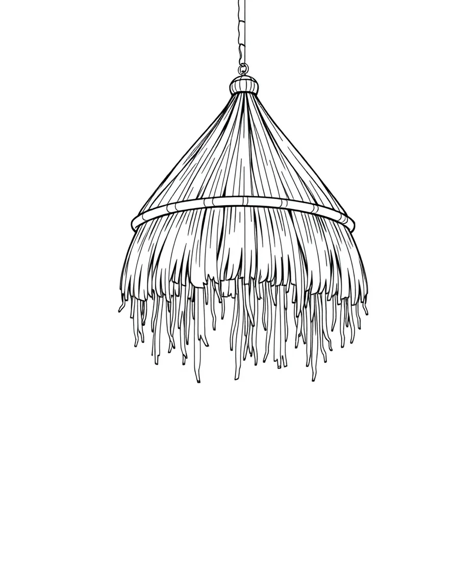 (Finland) A himmeli straw mobile decoration hanging from the ceiling.